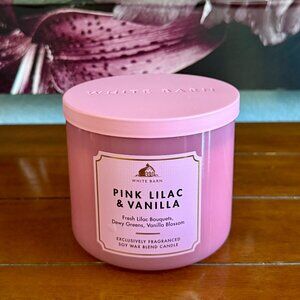 NEW PINK LILAC & VANILLA 3-Wick Candle Bath & Body Works